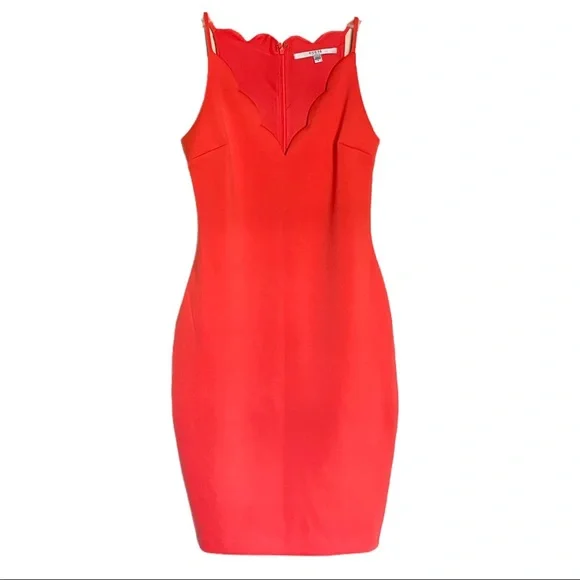 Guess | Dresses | Guess Salina Scalloped Scuba Bodycon Dress Coral S |  Poshmark